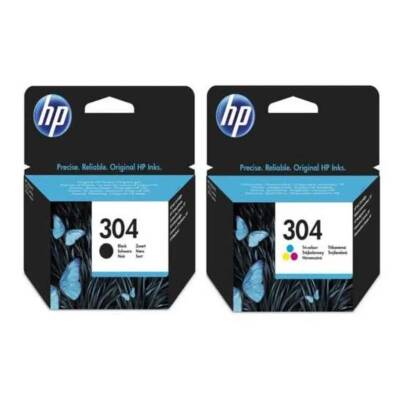 HP 304 N9k06ae 4 Renk Siyah Ve Renkli Mürekkep Orijinal Kartuş Seti - 1